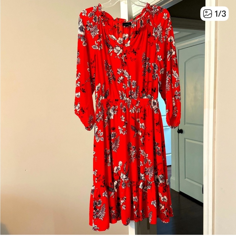 Talbots Red Floral Midi Dress